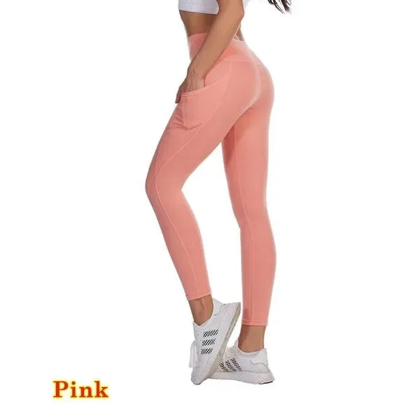 High Waist Seamless Yoga Leggings – Tummy Control Ruched Booty Compression Tights with Pockets Style Heaven