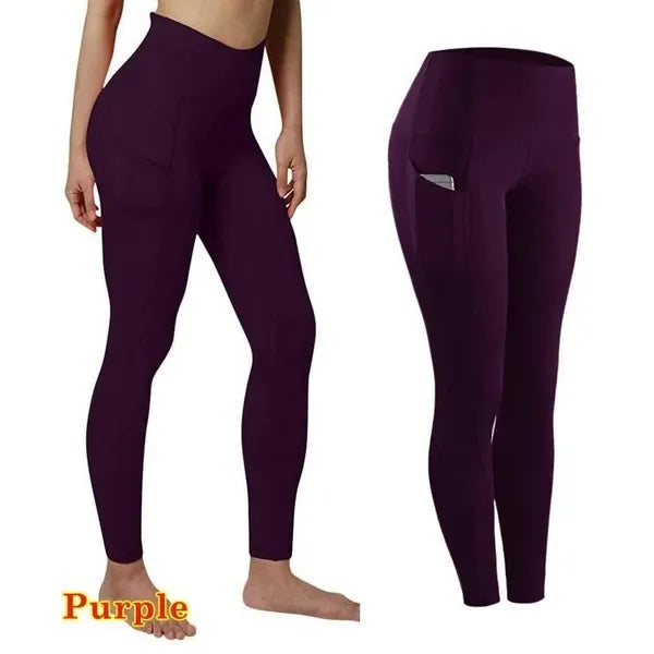 High Waist Seamless Yoga Leggings – Tummy Control Ruched Booty Compression Tights with Pockets Style Heaven
