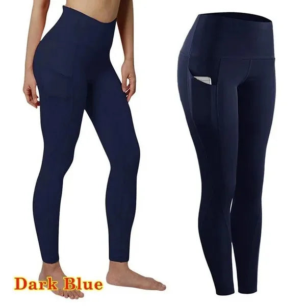 High Waist Seamless Yoga Leggings – Tummy Control Ruched Booty Compression Tights with Pockets Style Heaven