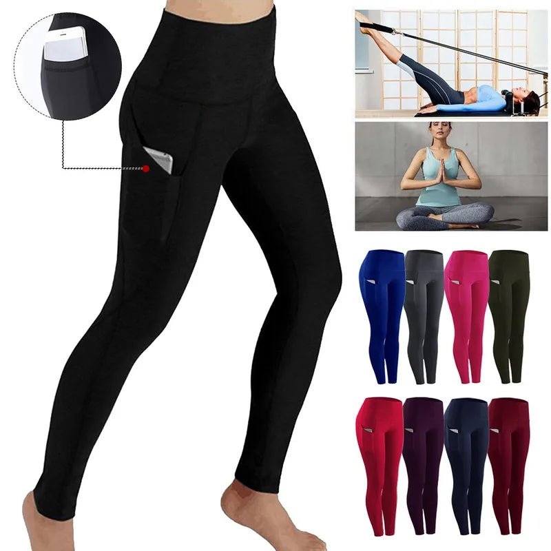 High Waist Seamless Yoga Leggings – Tummy Control Ruched Booty Compression Tights with Pockets Style Heaven