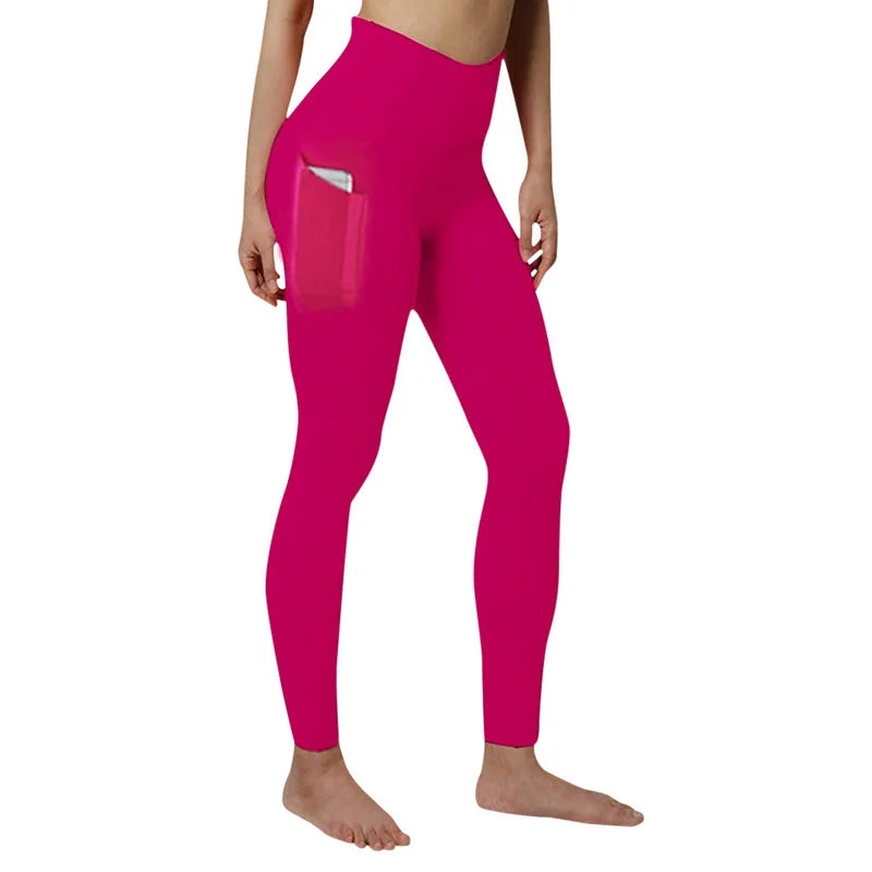 High Waist Seamless Yoga Leggings – Tummy Control Ruched Booty Compression Tights with Pockets Style Heaven