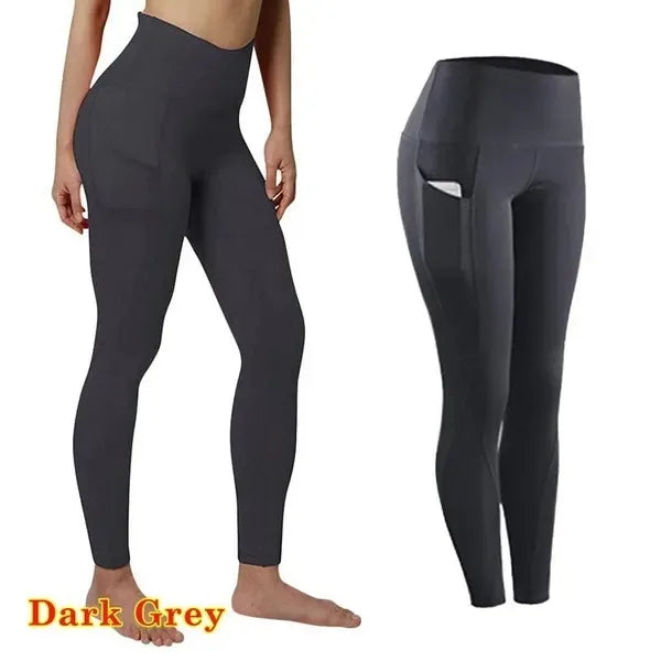 High Waist Seamless Yoga Leggings – Tummy Control Ruched Booty Compression Tights with Pockets Style Heaven