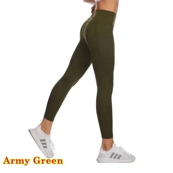 High Waist Seamless Yoga Leggings – Tummy Control Ruched Booty Compression Tights with Pockets Style Heaven