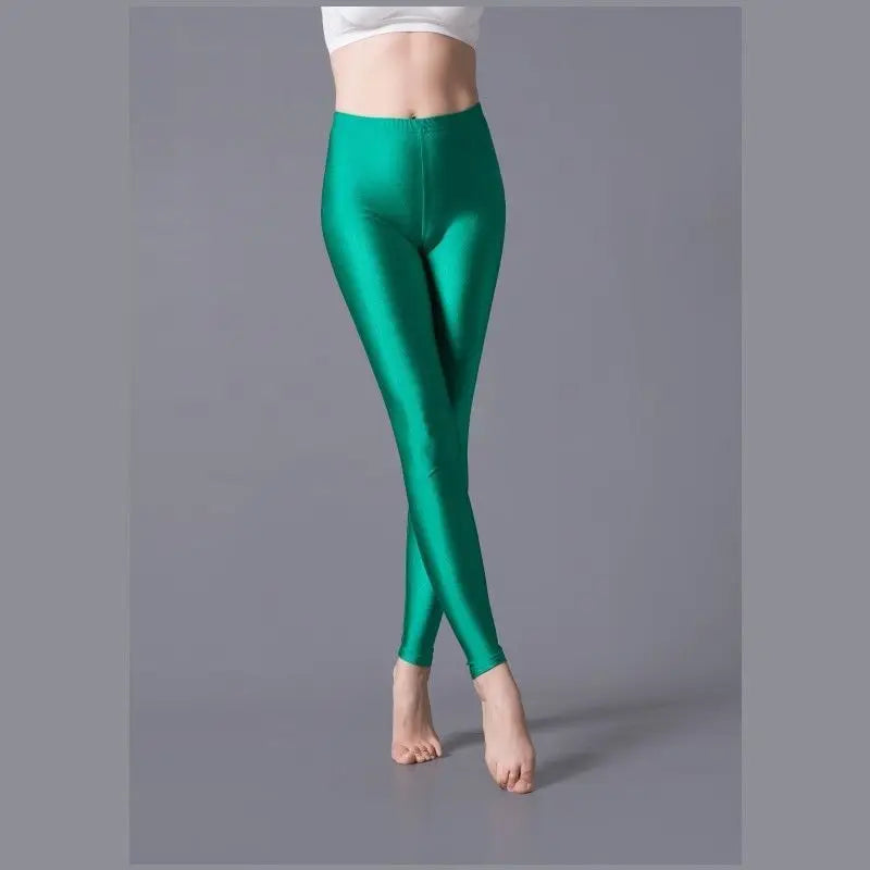 Women Shiny Pant Leggings Hot Selling Fluorescent Spandex Elasticity Casual Trousers Shinny Legging Style Heaven