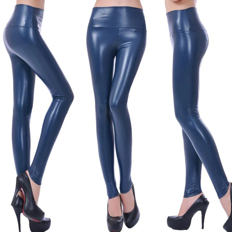 Trendy Oversized High-Waisted PU Leather Leggings – Colorful Tight & Sexy Yoga Pants for Women Style Heaven