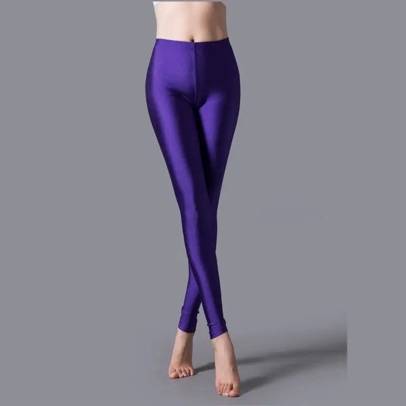 Women Shiny Pant Leggings Hot Selling Fluorescent Spandex Elasticity Casual Trousers Shinny Legging Style Heaven