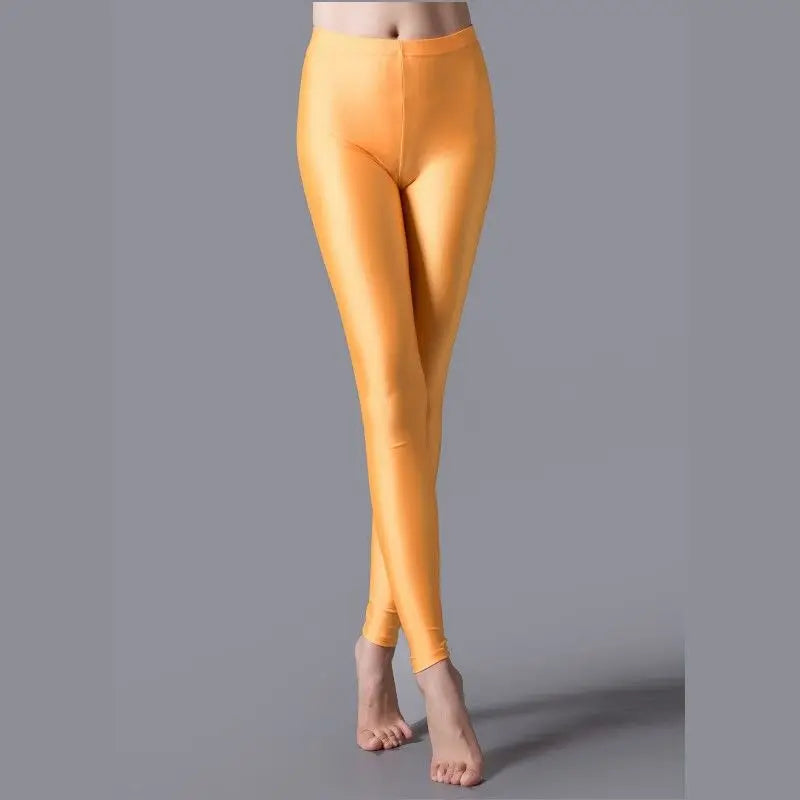 Women Shiny Pant Leggings Hot Selling Fluorescent Spandex Elasticity Casual Trousers Shinny Legging Style Heaven