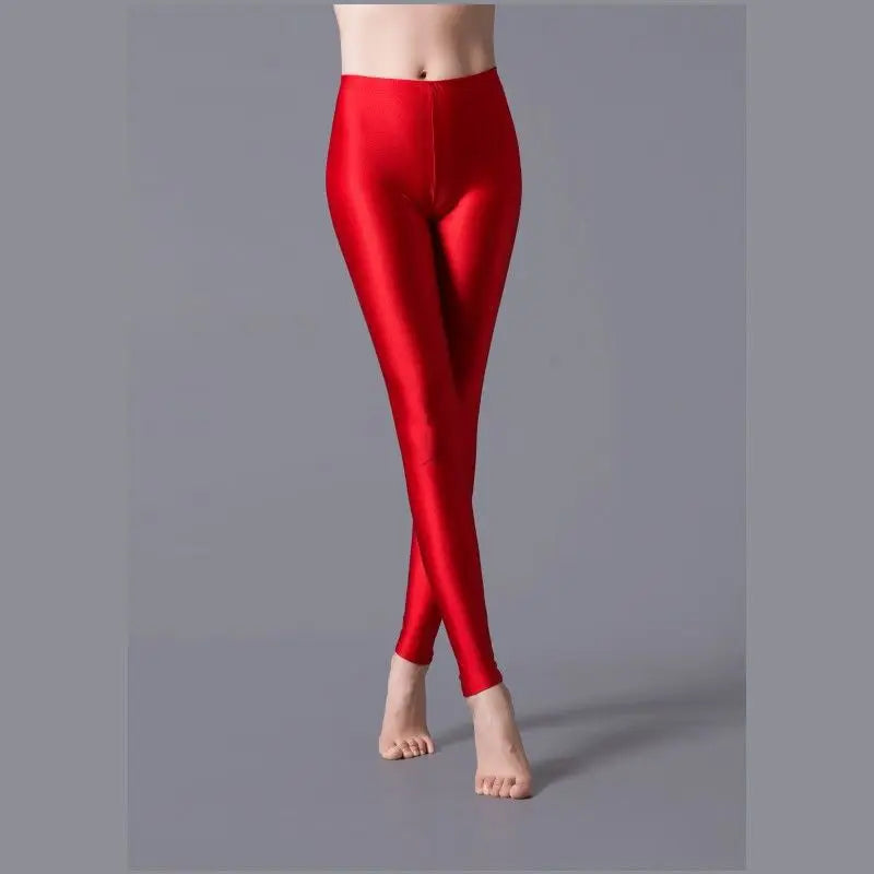 Women Shiny Pant Leggings Hot Selling Fluorescent Spandex Elasticity Casual Trousers Shinny Legging Style Heaven