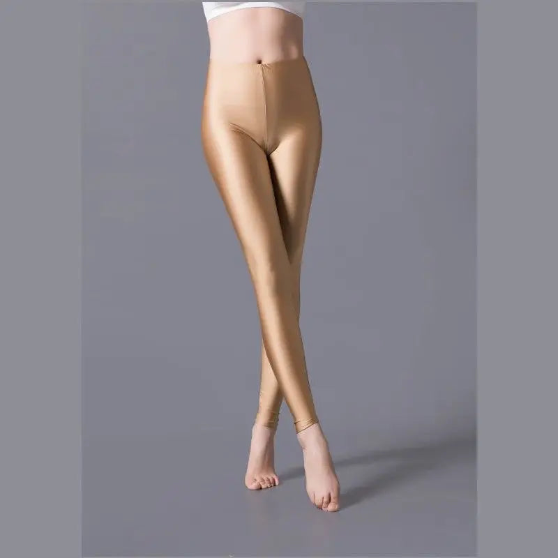 Women Shiny Pant Leggings Hot Selling Fluorescent Spandex Elasticity Casual Trousers Shinny Legging Style Heaven