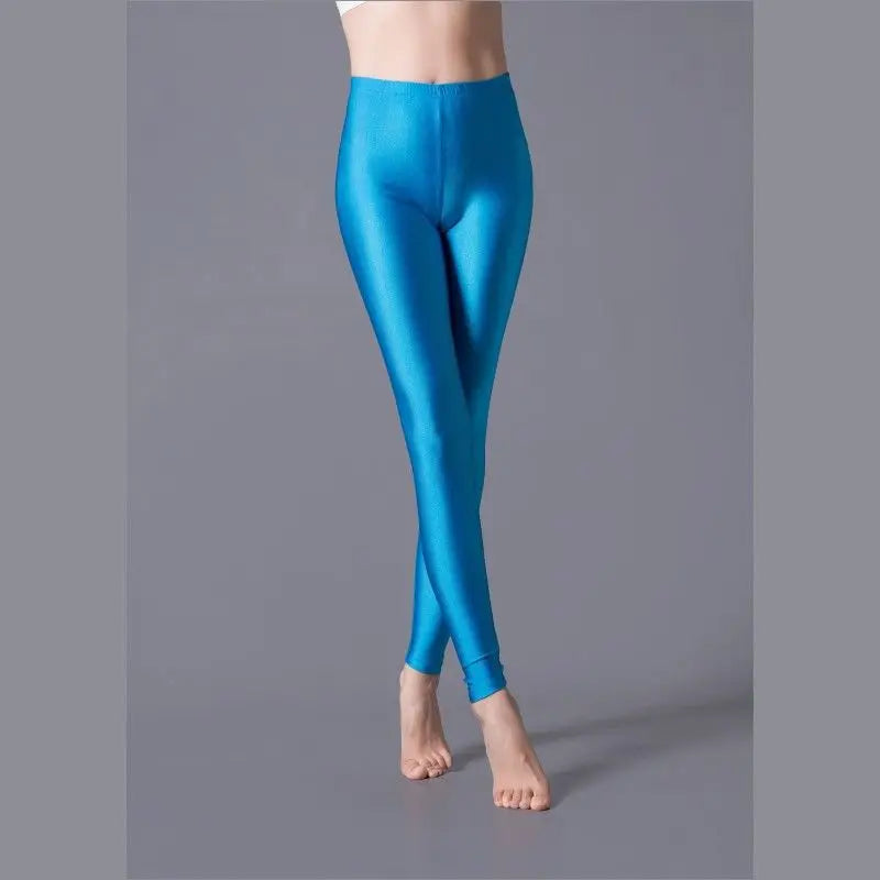 Women Shiny Pant Leggings Hot Selling Fluorescent Spandex Elasticity Casual Trousers Shinny Legging Style Heaven