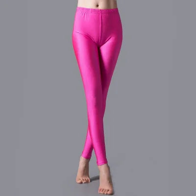 Women Shiny Pant Leggings Hot Selling Fluorescent Spandex Elasticity Casual Trousers Shinny Legging Style Heaven