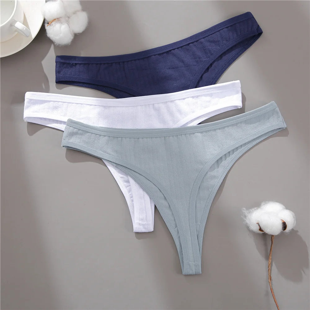 6-Pack Cotton G-String Panties – Sexy Solid Color Thong Briefs