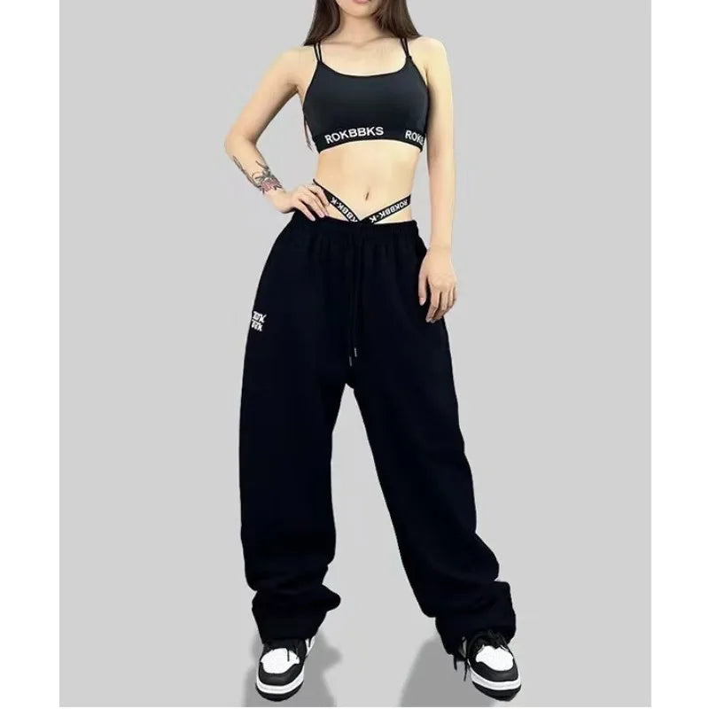 Women's High Waist Drawstring Sports Pants – Trendy Hip-Hop Style Long Trousers for Spring & Summer Style Heaven