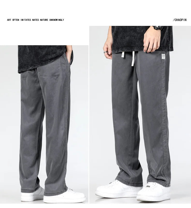 Men’s Summer Soft Lyocell Jeans – Elastic Waist Loose Straight Denim Trousers - Style Heaven