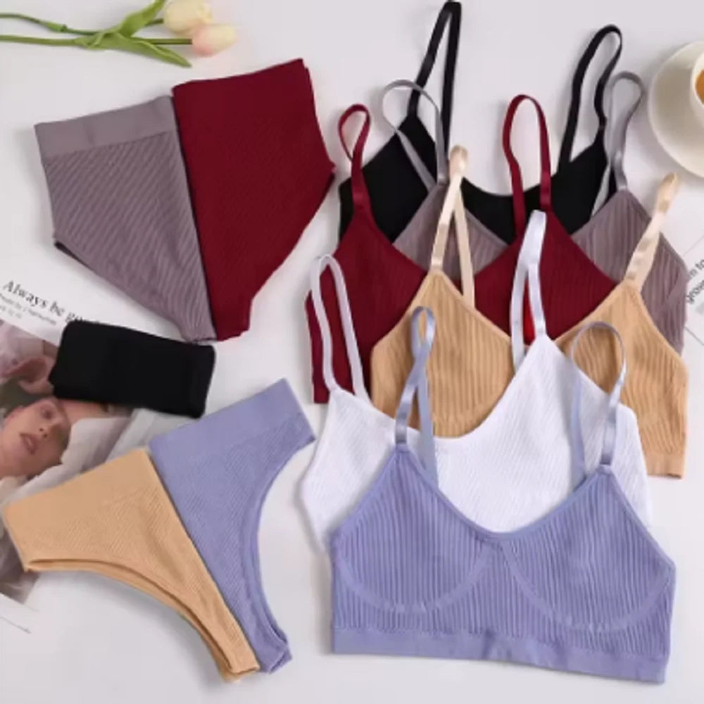 Seamless Push-Up Bralette & Panty Set – Sporty Crop Tank Style | S–XL Style Heaven