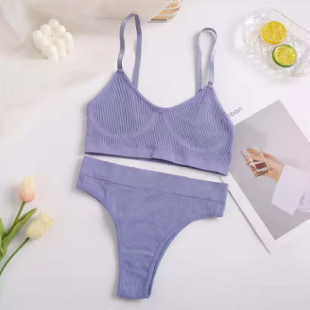 Seamless Push-Up Bralette & Panty Set – Sporty Crop Tank Style | S–XL Style Heaven