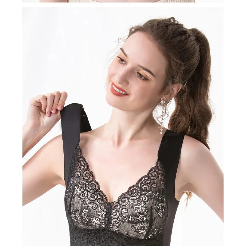 Lace V-Neck Wireless Bra – Soft, Breathable & Trackless Sports Style