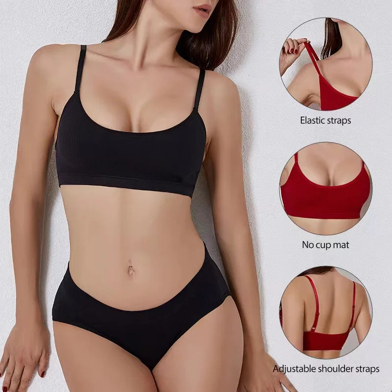 Seamless Push-Up Bralette & Panty Set – Sporty Crop Tank Style | S–XL Style Heaven