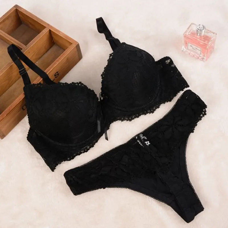 Sexy Lace Lingerie Set – Comfortable Solid Color Bra & Panty Suit for Women Style Heaven