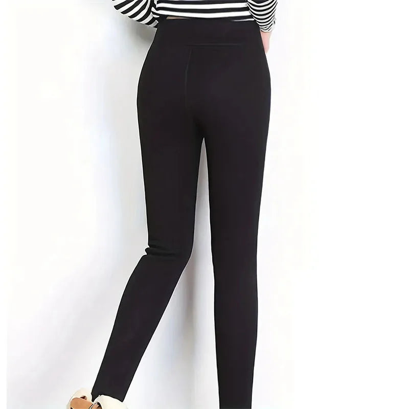 Women's High-Waisted Warm Commuter Leggings – Solid Color, Comfortable & Elastic Style Heaven