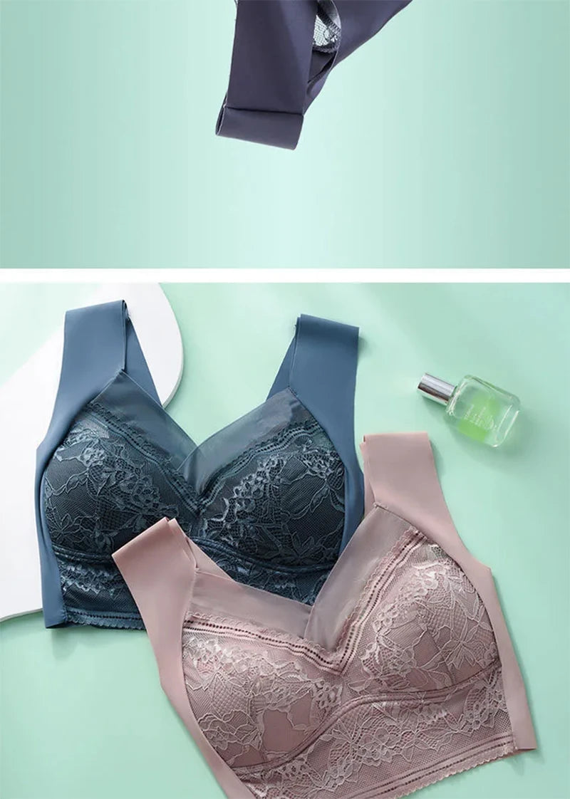 L-6L Push-Up Ice Silk Bralette – Seamless Wireless Lace Bra for Summer
