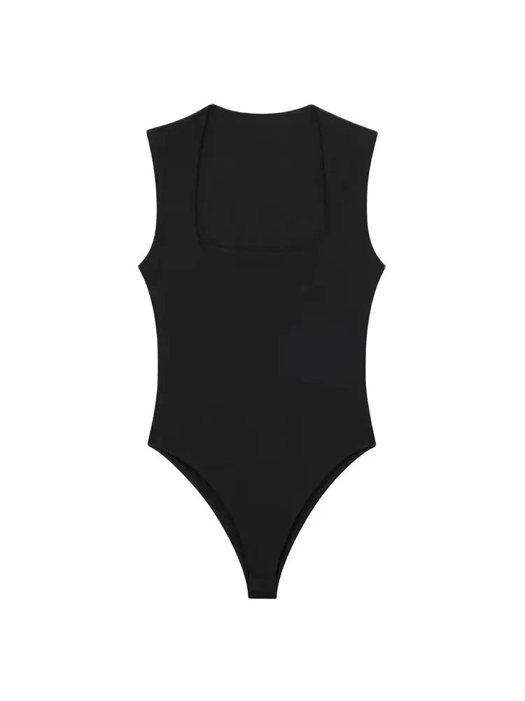 Women's Sexy Sleeveless Bodysuit – Square Neck Snap-Button Playsuit for Everyday & Clubwear Style Heaven