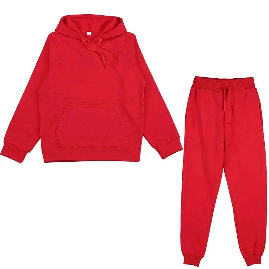 Unisex Casual Tracksuit Set – Hoodie & Sweatpants 2-Piece Warm Jogging Suit Style Heaven