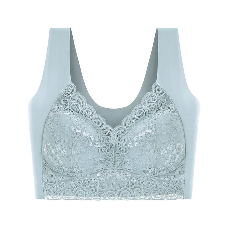 Lace V-Neck Wireless Bra – Soft, Breathable & Trackless Sports Style