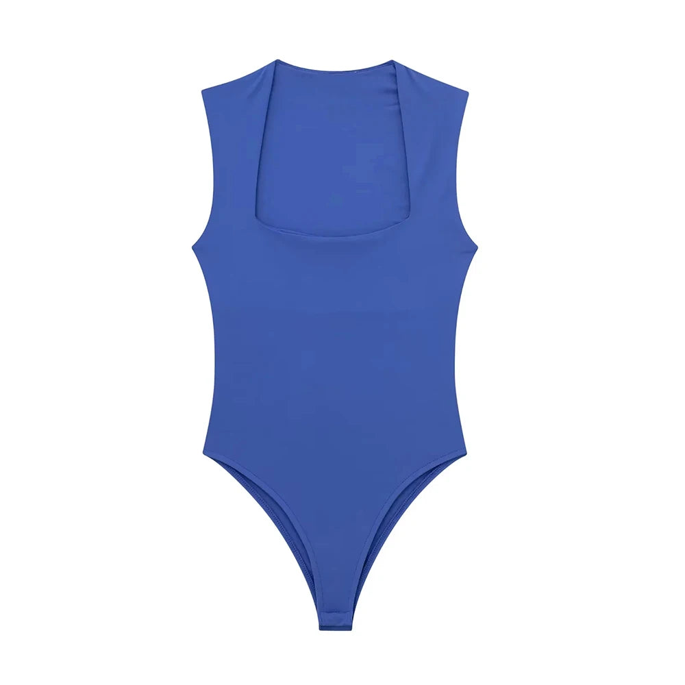 Women's Sexy Sleeveless Bodysuit – Square Neck Snap-Button Playsuit for Everyday & Clubwear Style Heaven