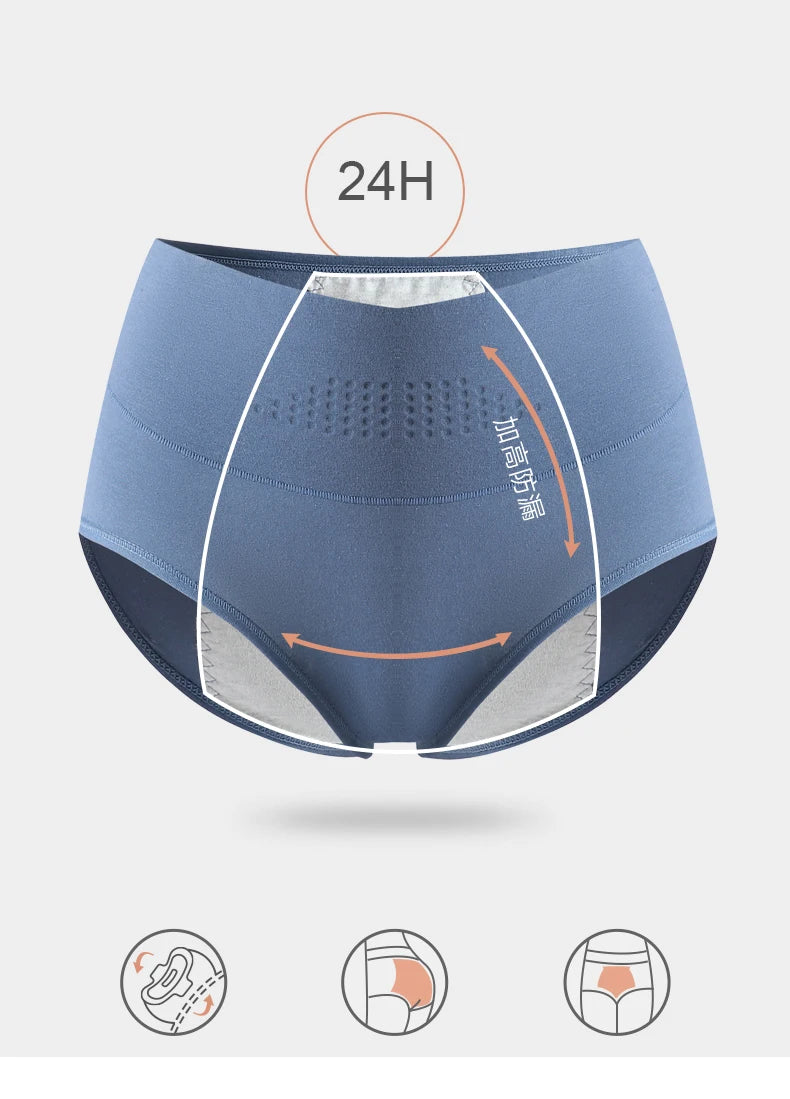 High-Waist Leak-Proof Menstrual Panties – Cotton Plus Size Period Briefs (L-4XL)