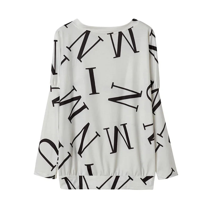 Women’s European & American Style Letter Printed Long Sleeve Pants Casual Suit Style Heaven