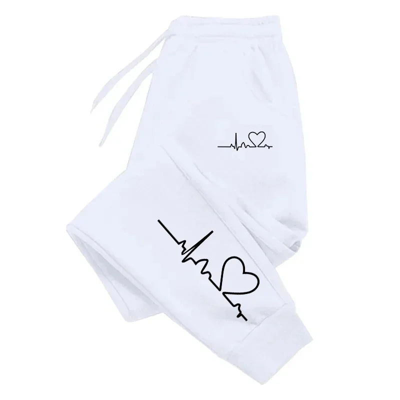 Women's Heart Print Jogger Sweatpants – Casual Fitness Streetwear Pants Style Heaven