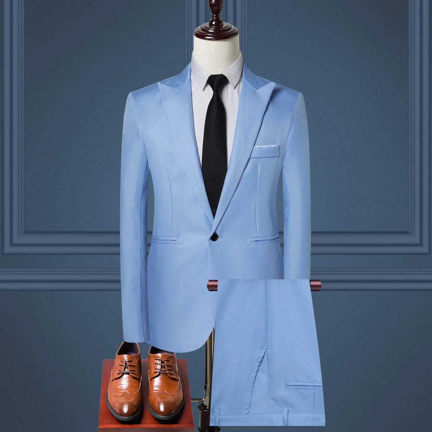 Men’s Korean-Style Slim Fit Business Suit – 2-Piece Professional Tuxedo Set - Style Heaven