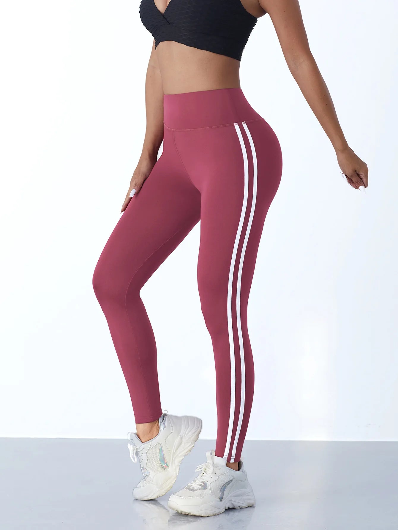 Women's Striped High Waist Yoga Leggings – Slim Fit, Hip Lifting Stretchy Gym Tights Style Heaven
