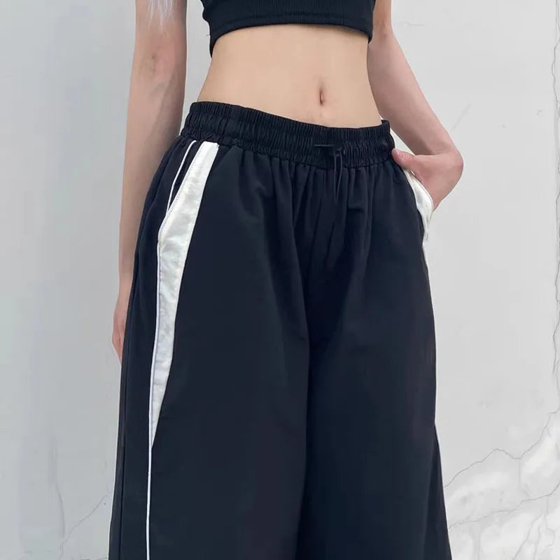 American Retro Black Street Hip-Hop Trend Leisure Wide-Leg Trousers – Thin Straight Tube Baggy Sweatpants for Men & Women Style Heaven