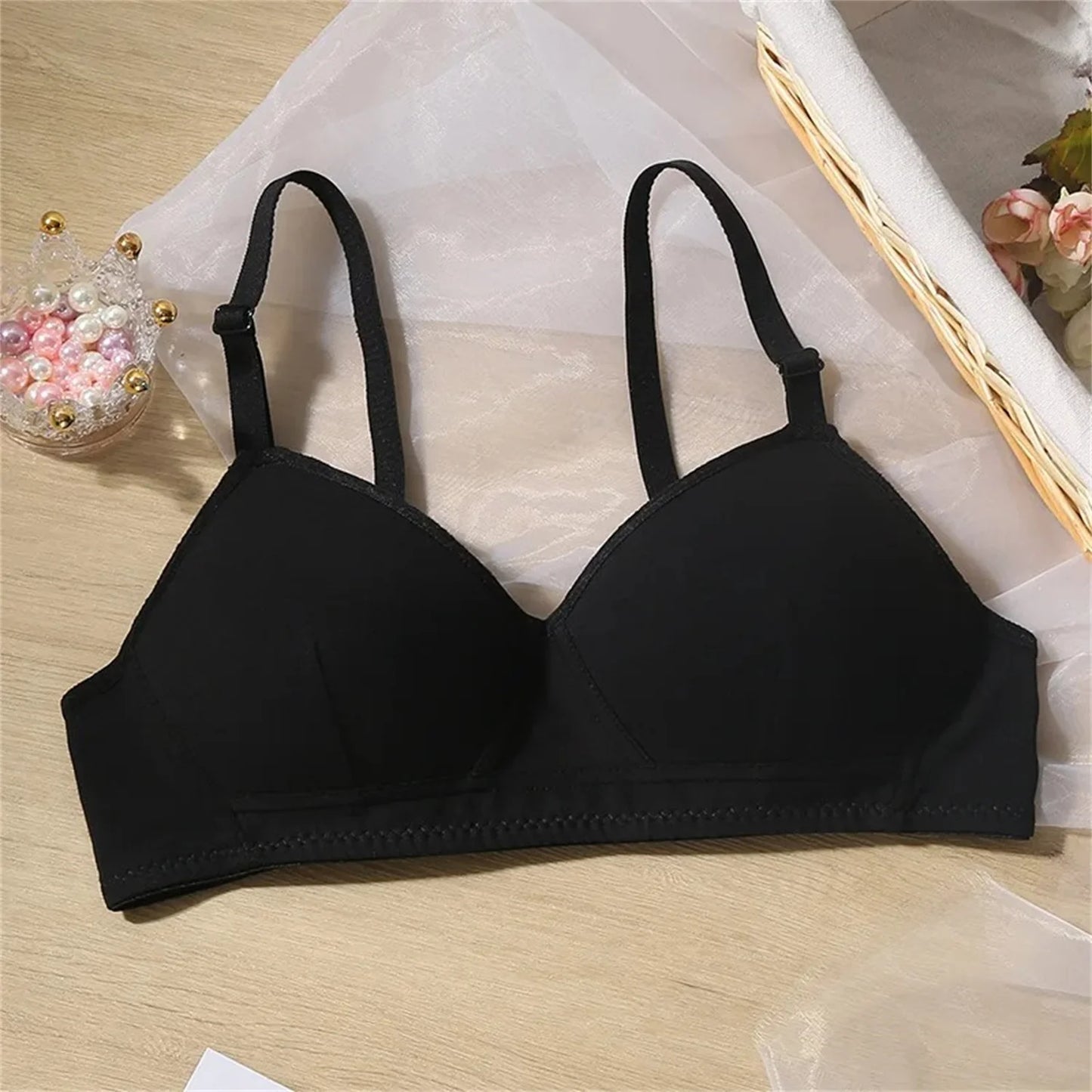 2-Pack Wireless Cotton Sports Bra – Breathable Lining for Fitness & Yoga (Black)