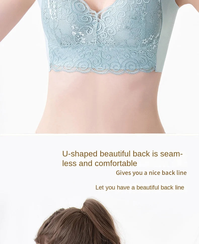 Lace V-Neck Wireless Bra – Soft, Breathable & Trackless Sports Style