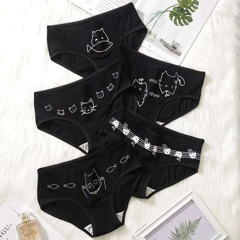 5-Pack Cotton Cartoon Panties – Cute & Soft Underwear for Women (M-XL)