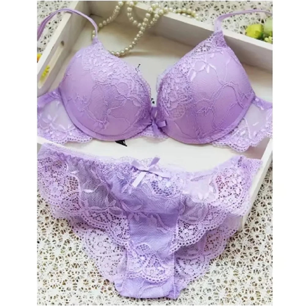 Sexy Lace Lingerie Set – Comfortable Solid Color Bra & Panty Suit for Women Style Heaven