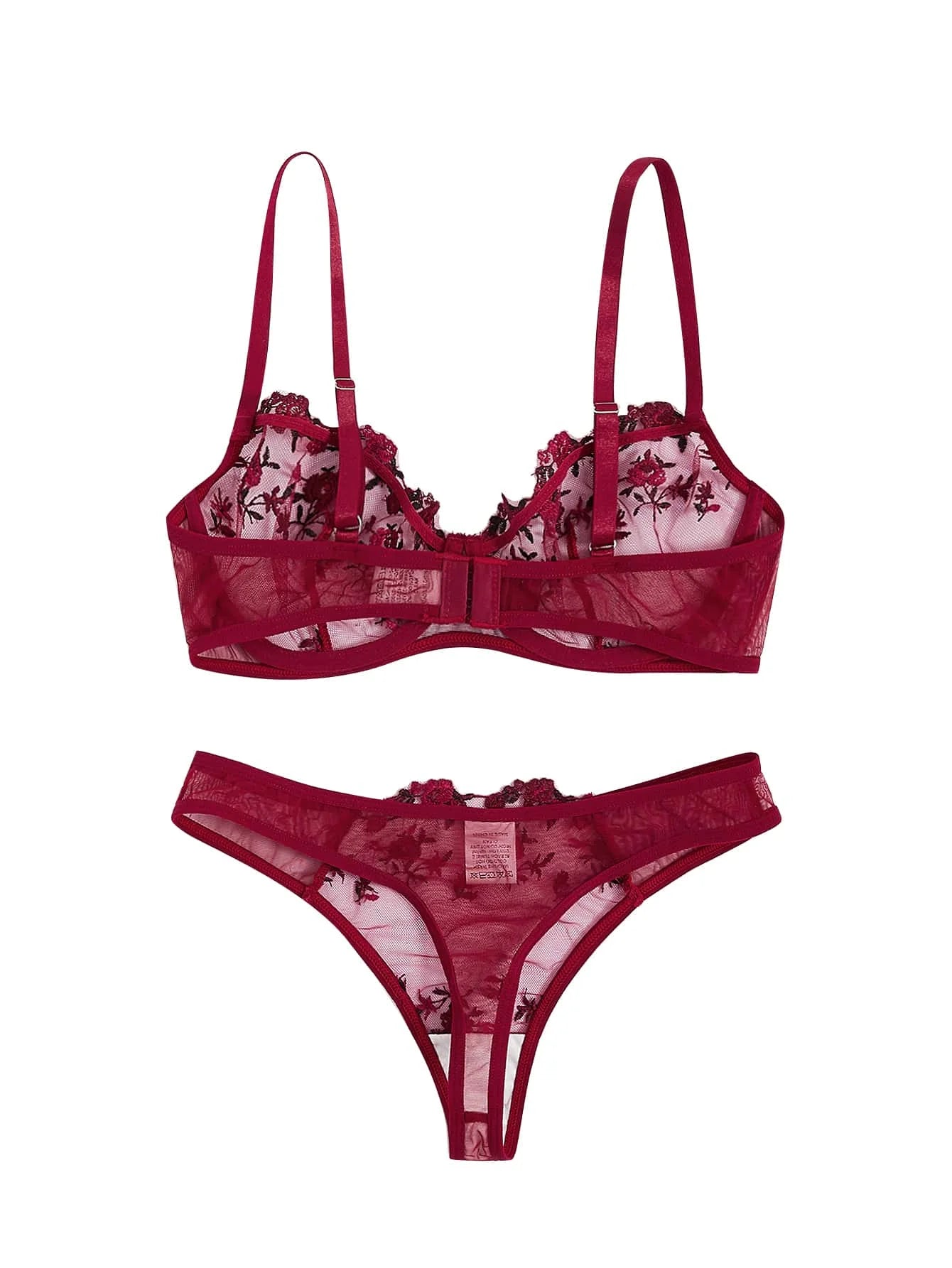 Exquisite Embroidered Lace Bra Set – Floral Transparent Lingerie | S–4XL