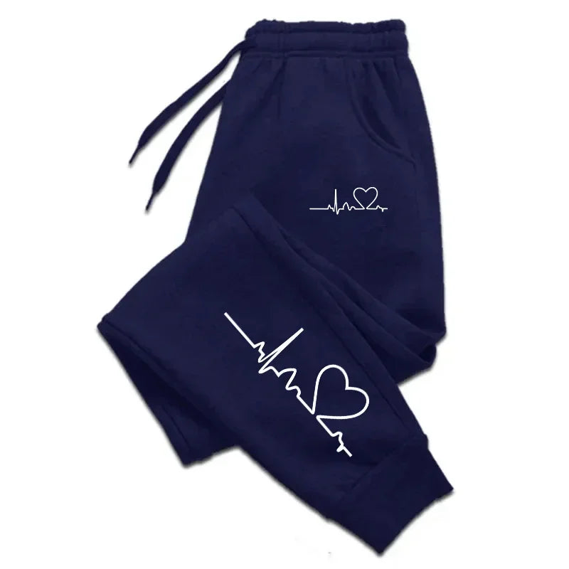 Women's Heart Print Jogger Sweatpants – Casual Fitness Streetwear Pants Style Heaven