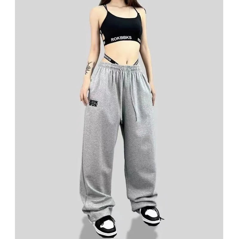 Women's High Waist Drawstring Sports Pants – Trendy Hip-Hop Style Long Trousers for Spring & Summer Style Heaven