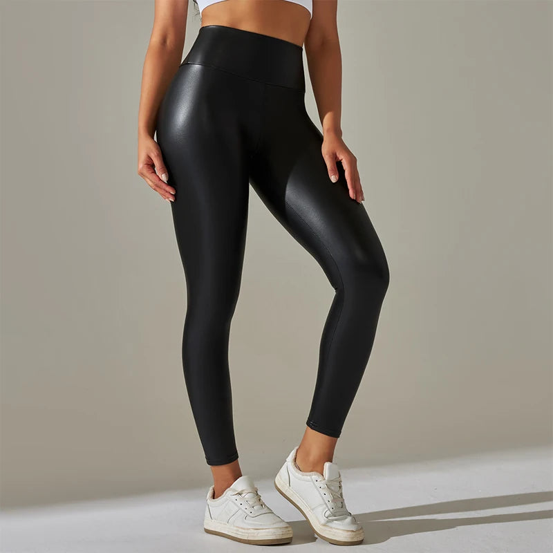 Trendy Oversized High-Waisted PU Leather Leggings – Colorful Tight & Sexy Yoga Pants for Women Style Heaven