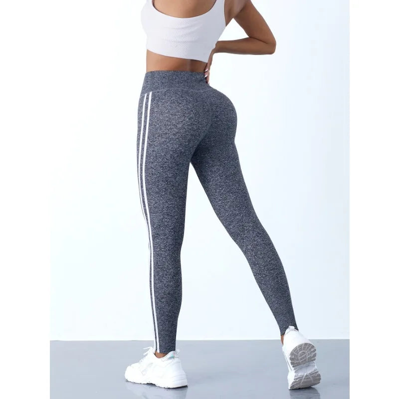 Women's Striped High Waist Yoga Leggings – Slim Fit, Hip Lifting Stretchy Gym Tights Style Heaven