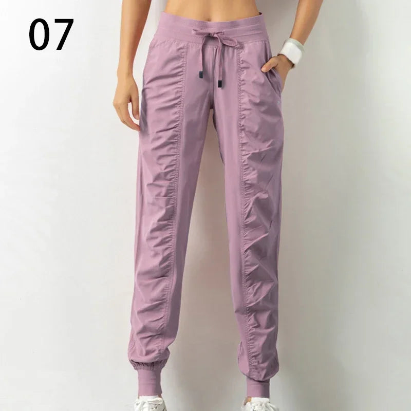New Sweatpants Fabric Drawstring Running Sport Joggers Women Quick Dry Athletic Gym Fitness with Two Side Pockets Exercise Pants Style Heaven