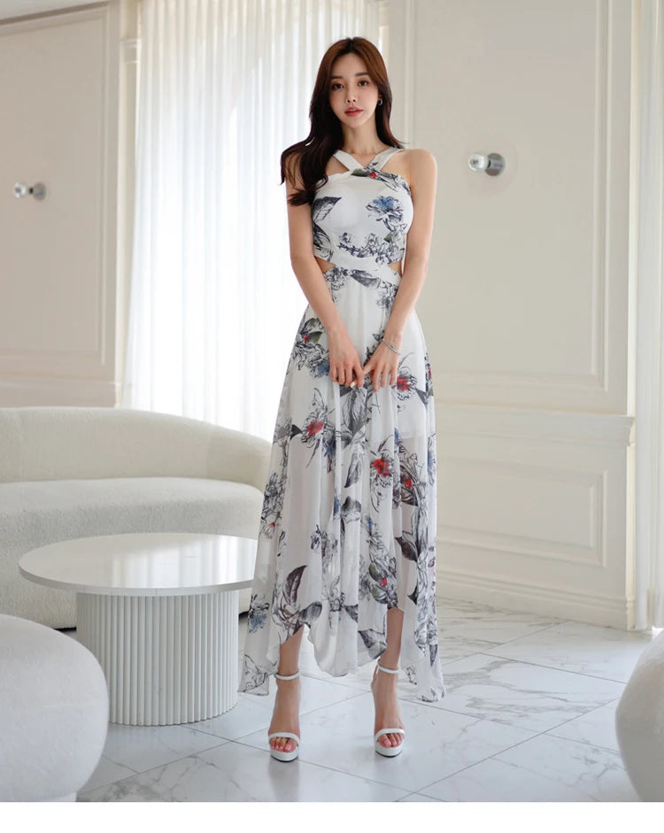 Elegant Summer Vintage Long Dress | Women’s Chiffon Bohemian Printed Maxi Dress - Style Heaven