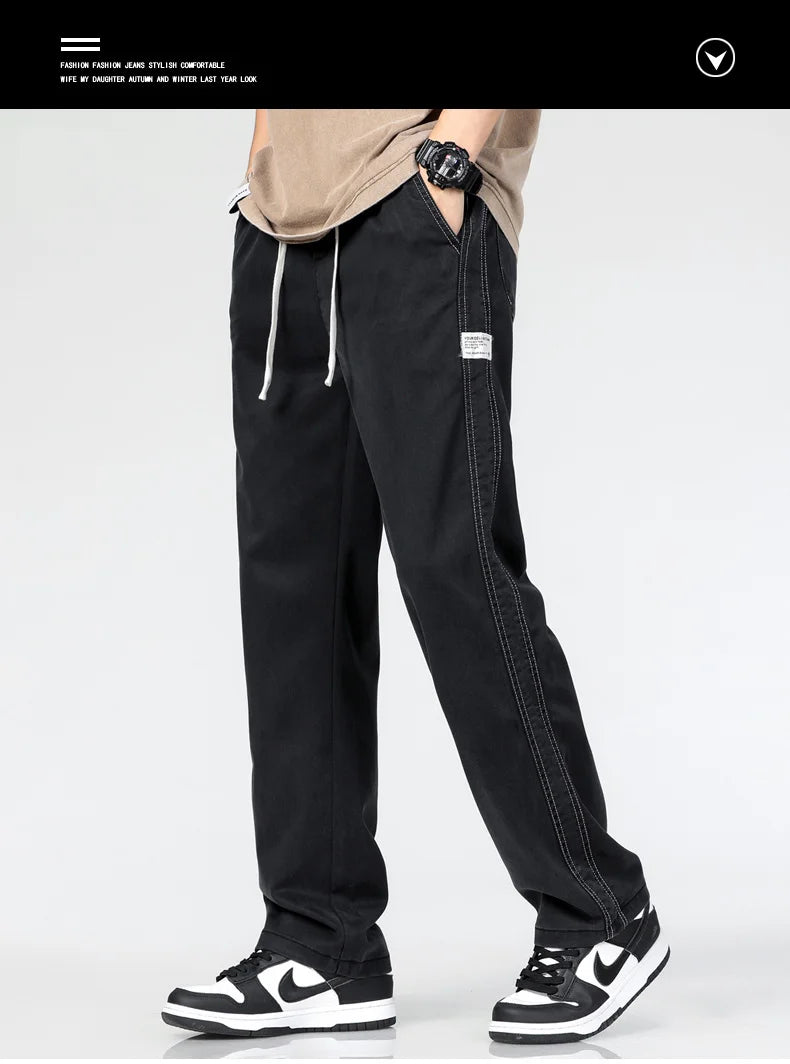 Men’s Summer Soft Lyocell Jeans – Elastic Waist Loose Straight Denim Trousers - Style Heaven