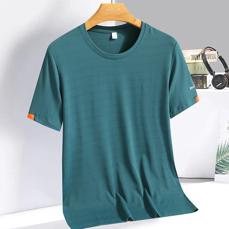 Men’s Summer Ice Silk Quick-Dry T-Shirt – Lightweight & Breathable Fitness Tee - Style Heaven