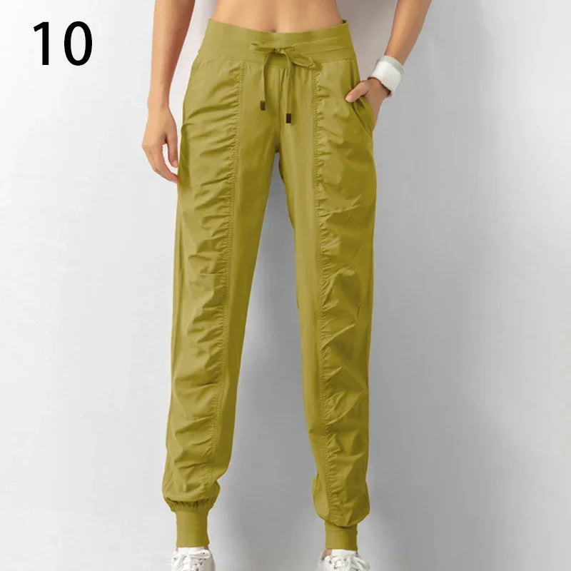 New Sweatpants Fabric Drawstring Running Sport Joggers Women Quick Dry Athletic Gym Fitness with Two Side Pockets Exercise Pants Style Heaven
