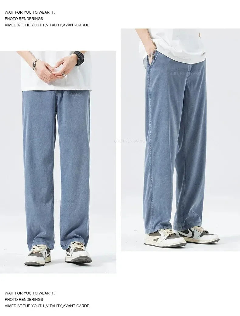 Men’s Ultra-Thin Baggy Jeans – Soft & Breathable Lyocell Straight-Leg Pants - Style Heaven
